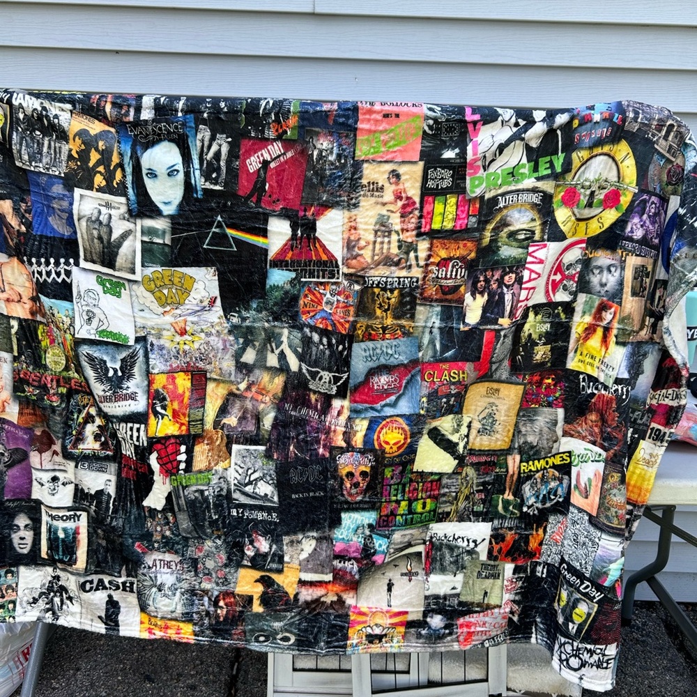 Patchwork Music Album Cover Throw Blanket